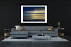 'Azure', abstract fine art photography  ©Johann Montet on the wall of a modern lounge room. Azure and Gold Sunrise over the Coral Sea